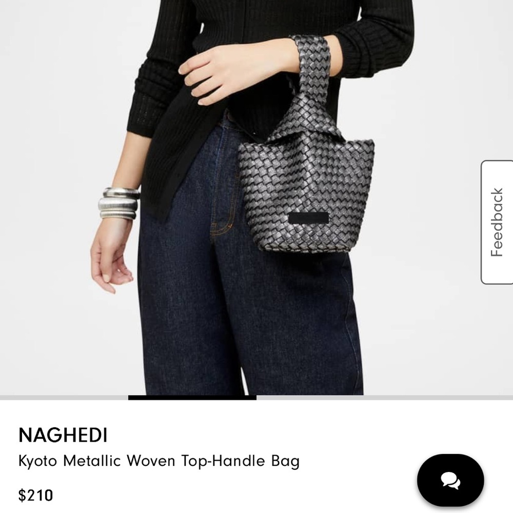 Naghedi Kyoto tote clutch NWT $210 silver pewter metallic